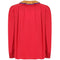1970s Ted Lapidus Silk Red Blouse with Ruffle Collar