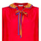 1970s Ted Lapidus Silk Red Blouse with Ruffle Collar