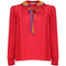 1970s Ted Lapidus Silk Red Blouse with Ruffle Collar