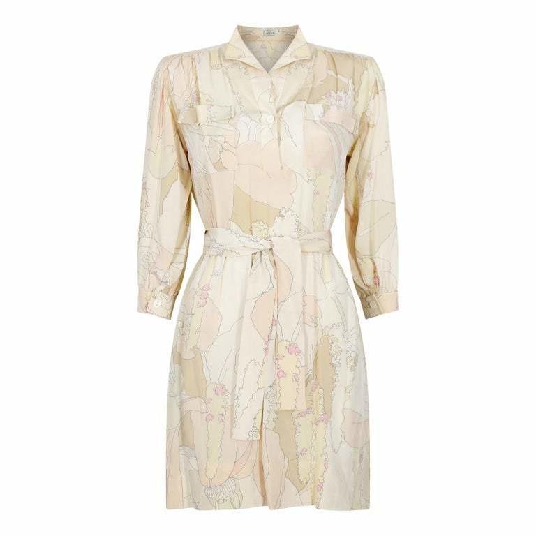 1970s Ted Lapidus Silk Shirt Dress