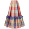 1970s Unknown Couture Colourful Silk Checked Skirt and Cape Ensemble