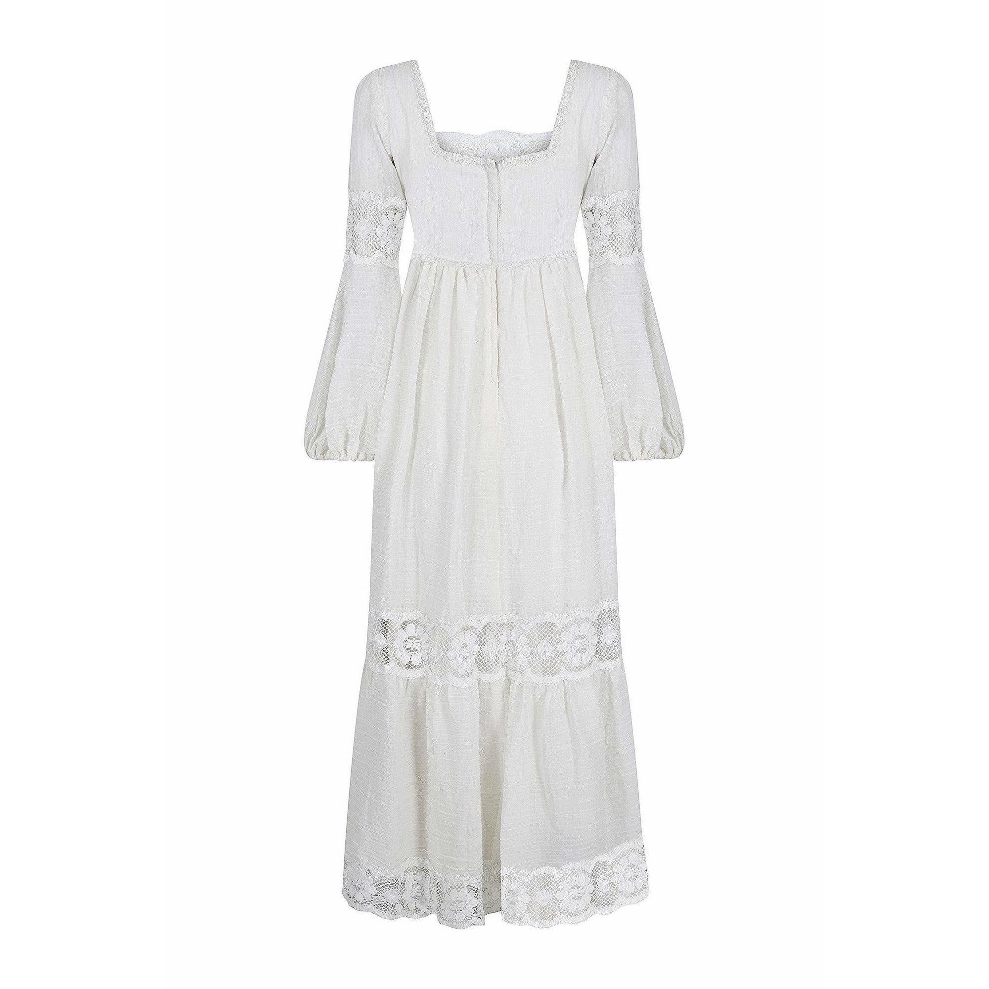 ARCHIVE - 1970s White Cotton and Lace Mexican Boho Wedding Dress CIRCA VINTAGE ARCHIVE - 1970s White Cotton and Lace Mexican Boho Wedding Dress CIRCA VINTAGE