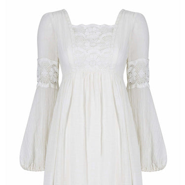 ARCHIVE - 1970s White Cotton and Lace Mexican Boho Wedding Dress