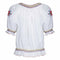 1970s White Cotton Embroidered Hungarian Blouse