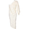1970s Yuki Couture Asymmetrical Cream Silk Jersey Dress
