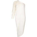 1970s Yuki Couture Asymmetrical Cream Silk Jersey Dress