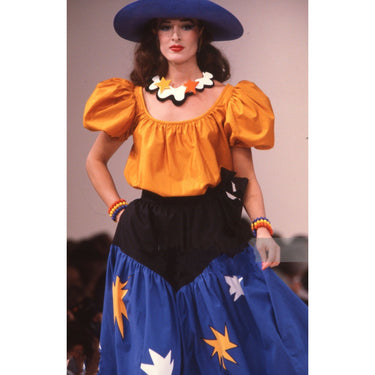 ARCHIVE - 1970s Yves Saint Laurent Peasant Blouson Top With Ruffle Neckline