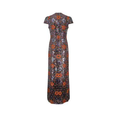 1970s Andre Laug Floral Sequinned Dress