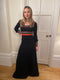 1970s Crissa Black Jersey Knit Wool Ribbed Maxi Dress