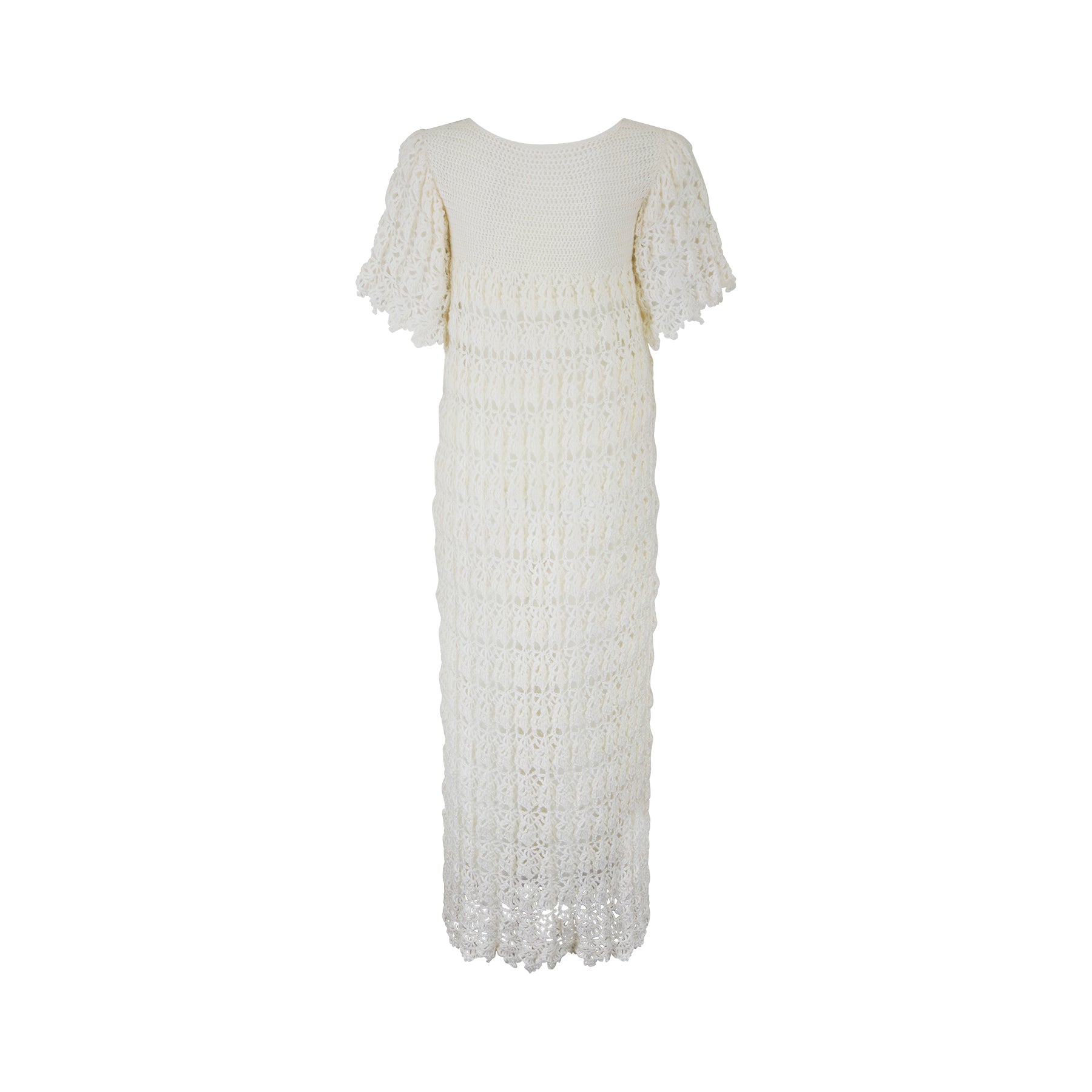 1970s Knitted White Wool Maxi Dress