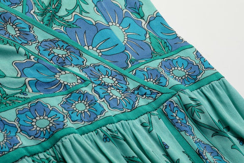 1970s Emilio Pucci Turquoise Printed Silk Jersey Dress With Cross Over Bodice-CIRCA VINTAGE LONDON