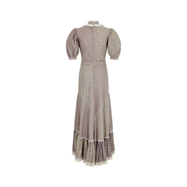 1970s Gina Fratini Patchwork Boho Floral Print Dress