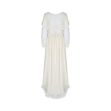 1970s Gina Fratini Cream Silk and Lace Wedding Dress