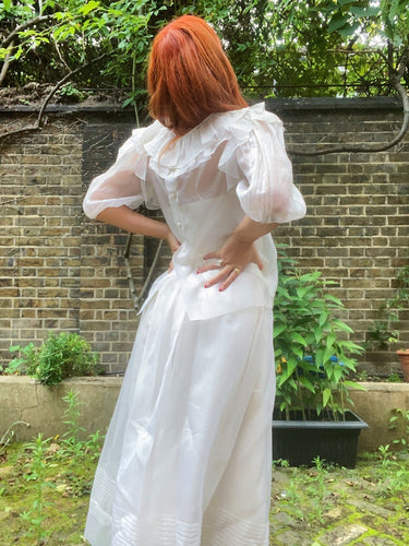 ARCHIVE - 1970s Gina Fratini White Silk Organza Maxi Skirt and Blouse Set