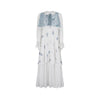 1970s Gina Fratini White and Blue Floral Cotton Maxi Dress