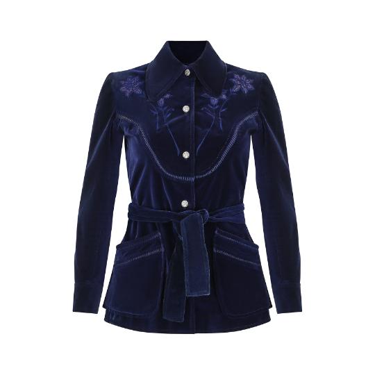 ARCHIVE: 1970s Gina Italian Sophisticates Navy Cotton Velvet Jacket