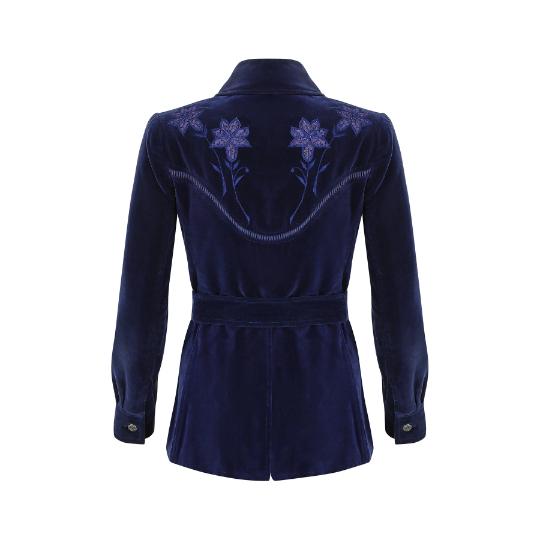 ARCHIVE: 1970s Gina Italian Sophisticates Navy Cotton Velvet Jacket