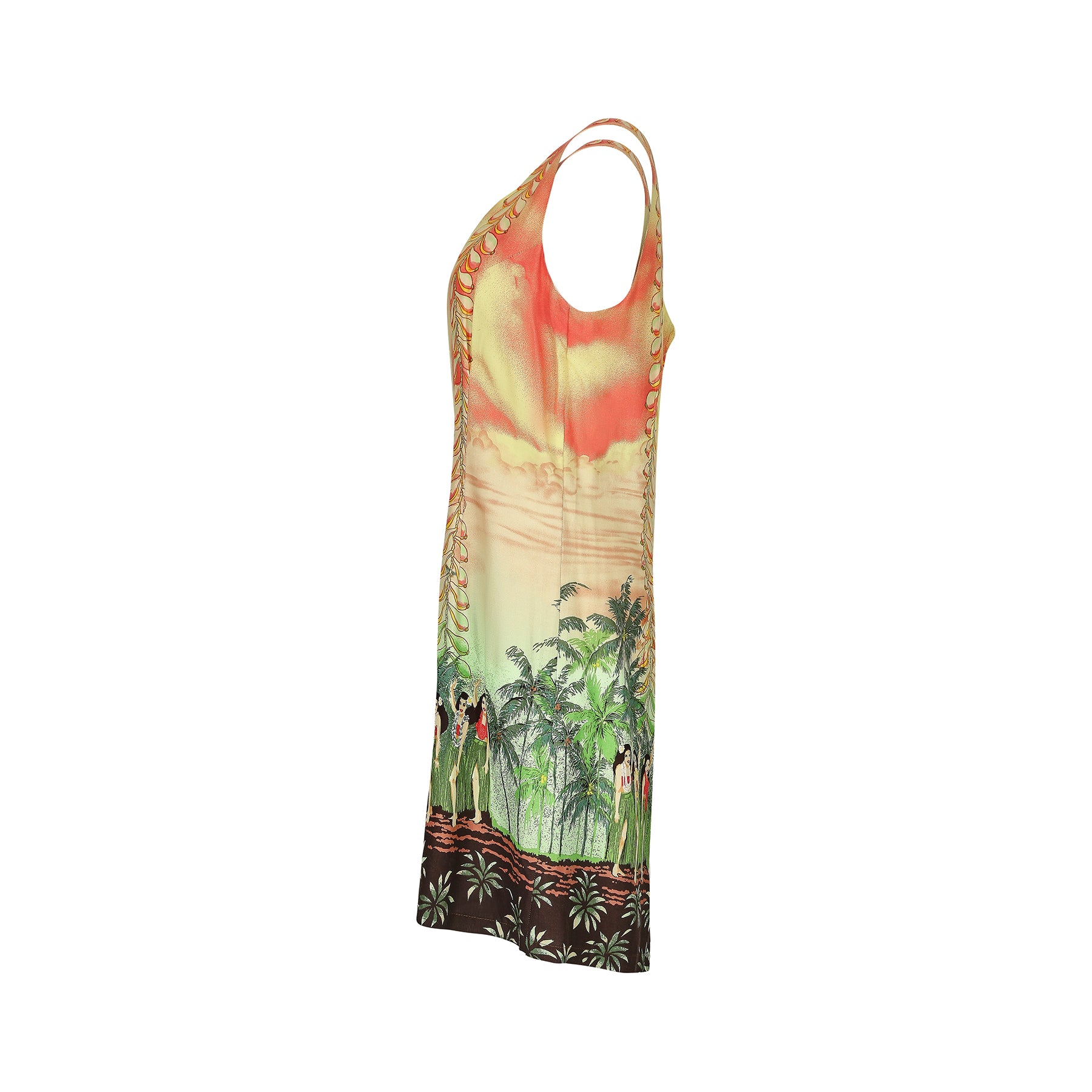 1990s Y2K Hawaiian Novelty Print Shift Dress