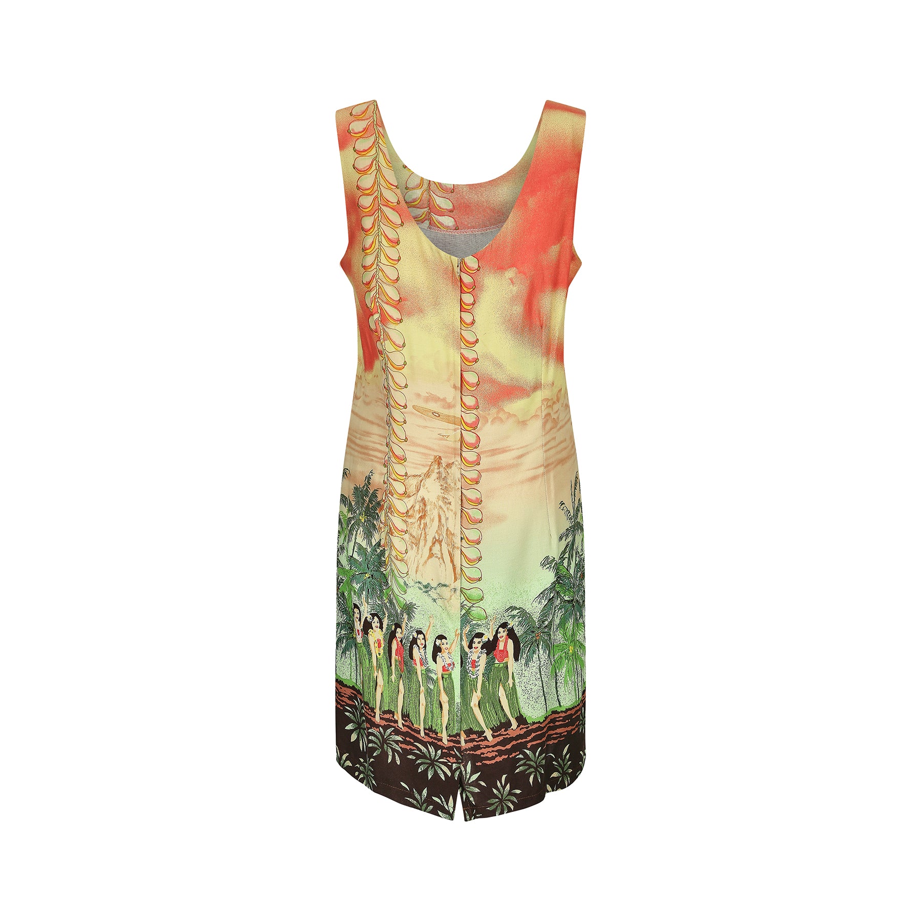 1990s Y2K Hawaiian Novelty Print Shift Dress