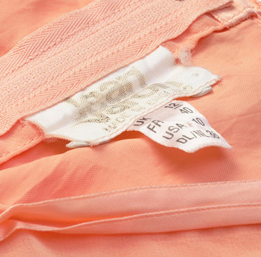1970s Jean Varon Peach Chiffon Dress With Ribbon Trim