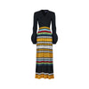 1970s Jersey Masters Metallic Knit Bell Sleeve Maxi Dress