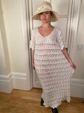 1970s Knitted White Wool Maxi Dress