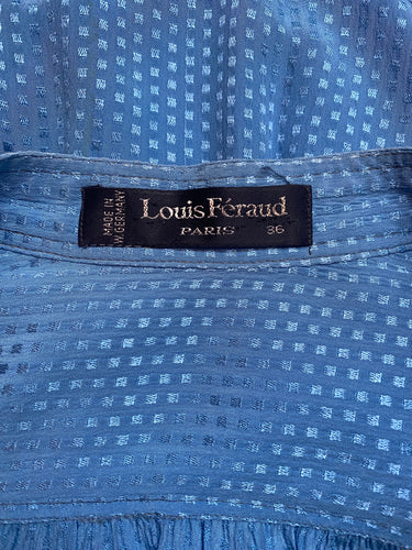 1970s Louis Feraud Sky Blue Silk Shirtwaister Dress