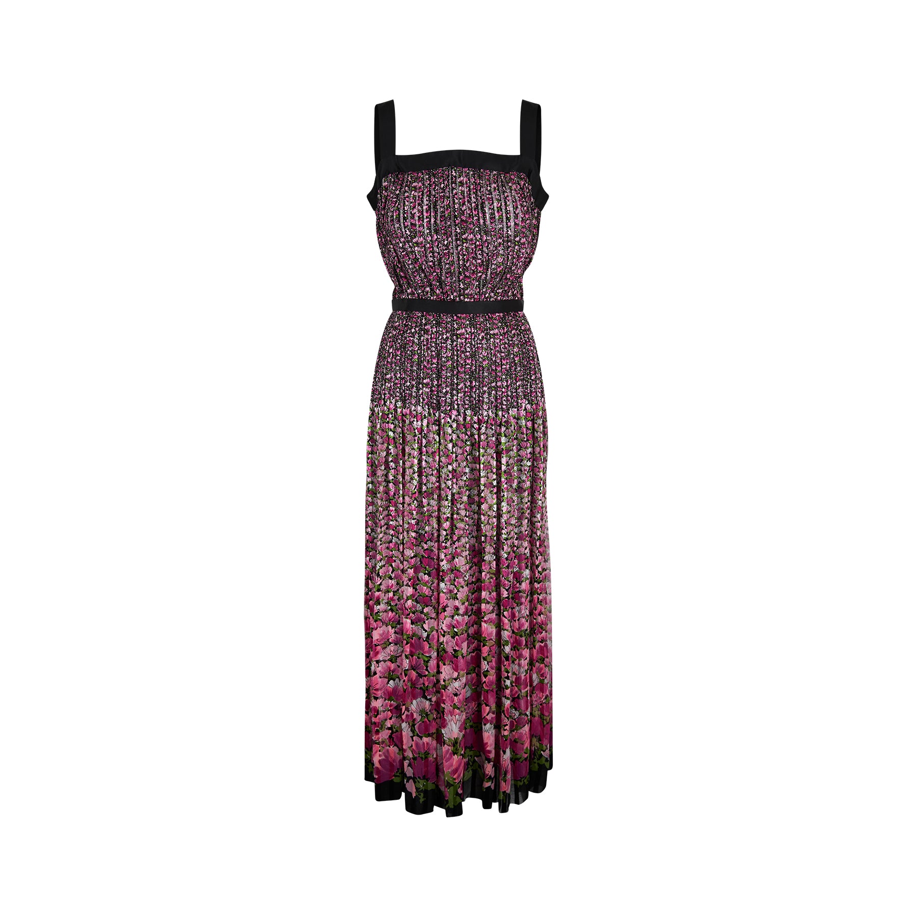 ARCHIVE: 1970s French Couture Floral Silk Chiffon Dress