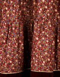 1970s Marion Donaldson Liberty Print Red Floral Cotton & Velvet Skirt