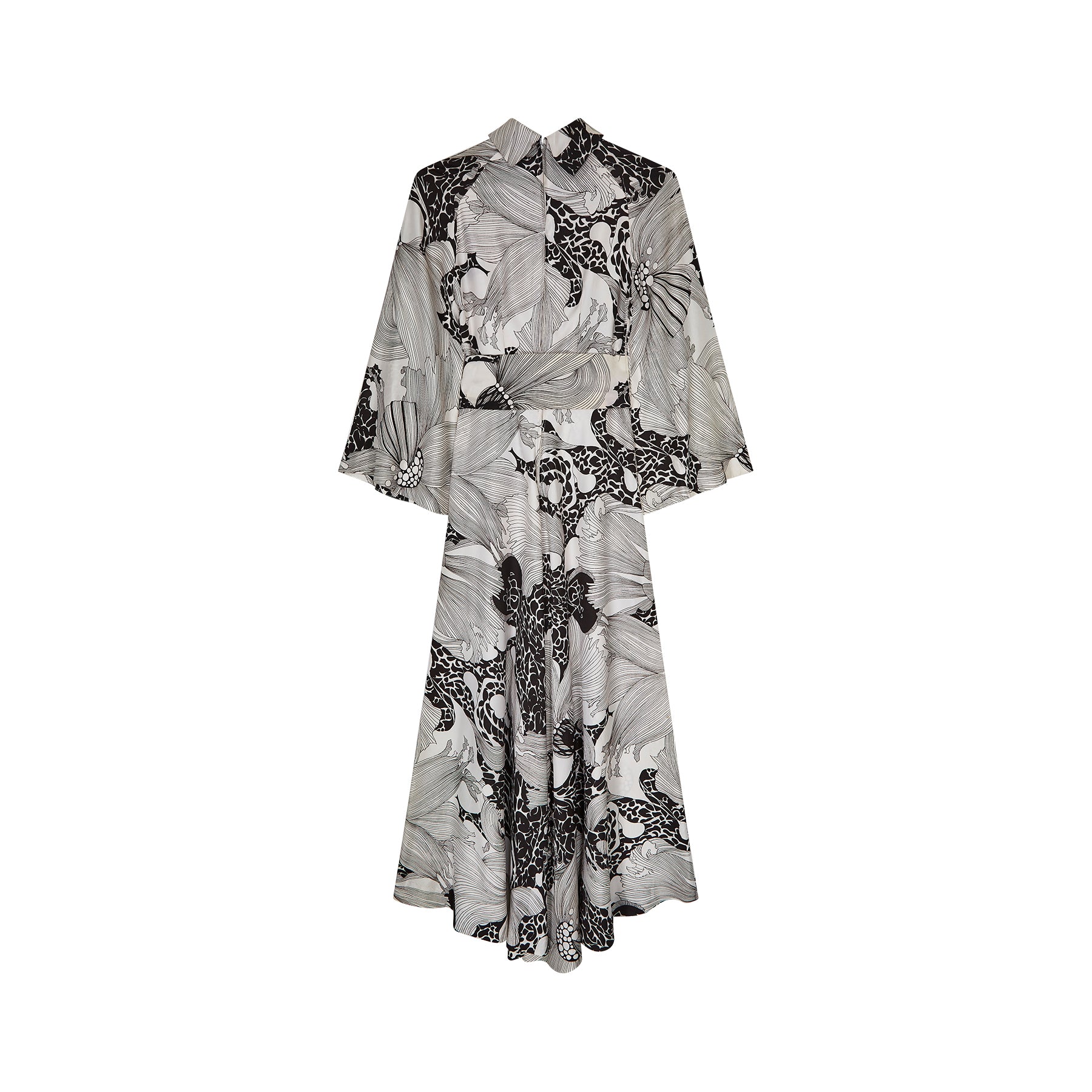1970s Aubrey Beardsley Inspired Monochrome Print Jumpsuit
