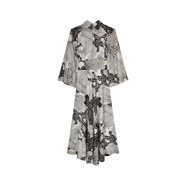 1970s Aubrey Beardsley Inspired Monochrome Print Jumpsuit