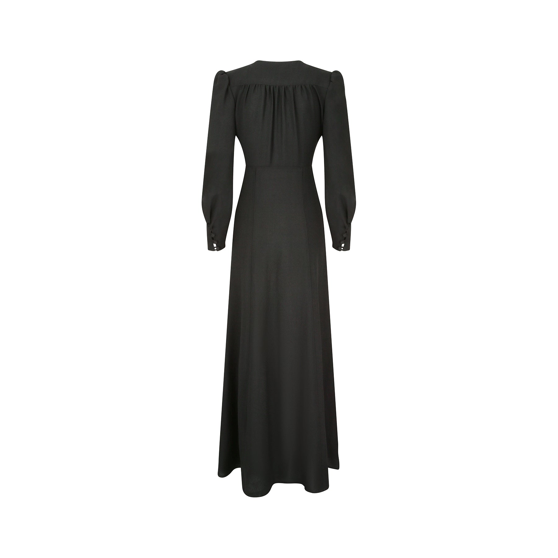 ARCHIVE: 1970s Ossie Clarke Black Moss-Crepe Waspie Dress