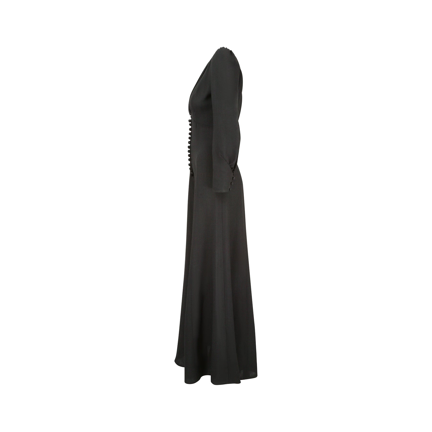 ARCHIVE: 1970s Ossie Clarke Black Moss-Crepe Waspie Dress