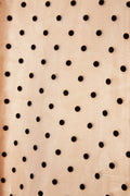 1970s Peach and Black Velvet Polka Dot Dress