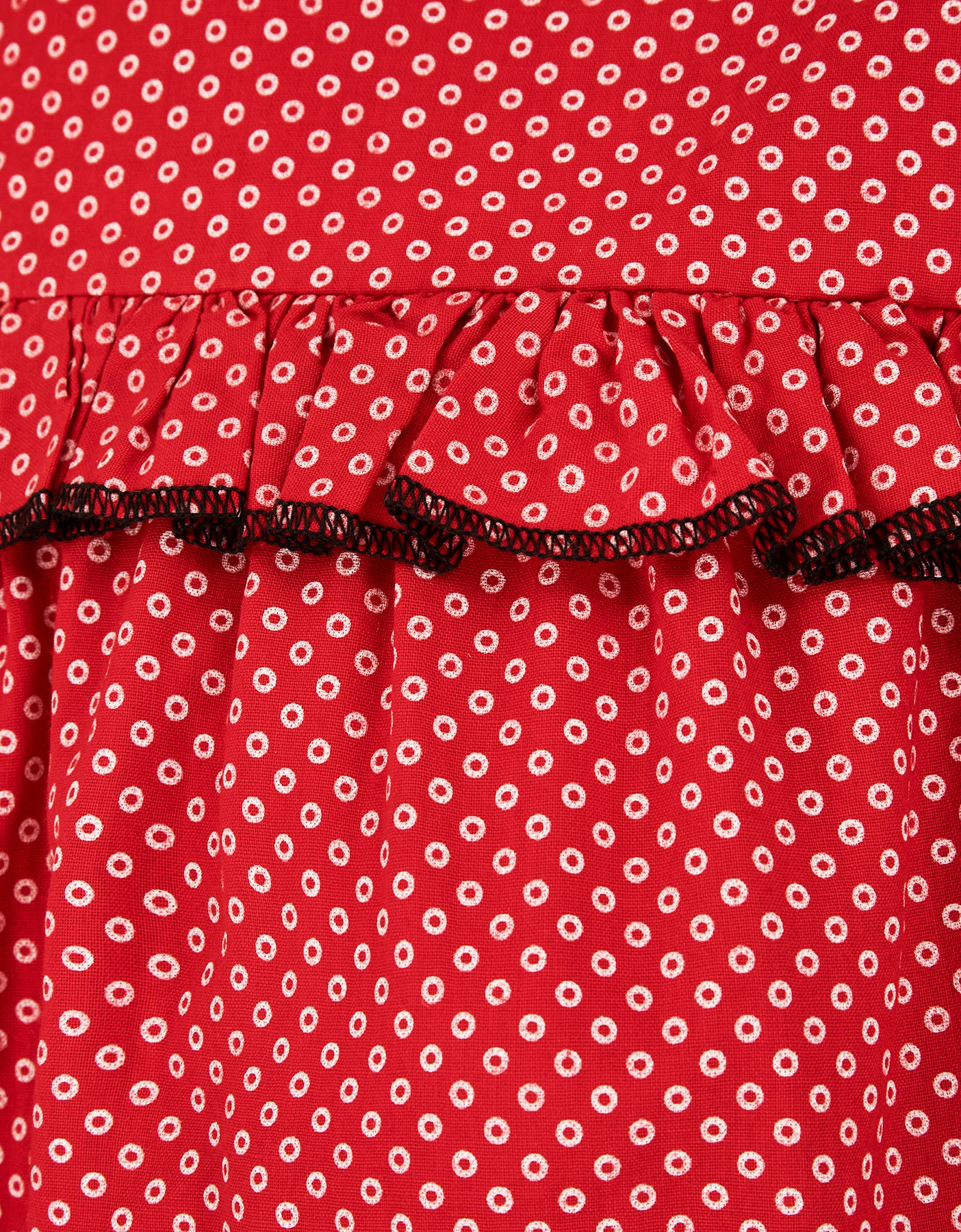 1970s Jean Varon Red Circle Print Tunic Dress