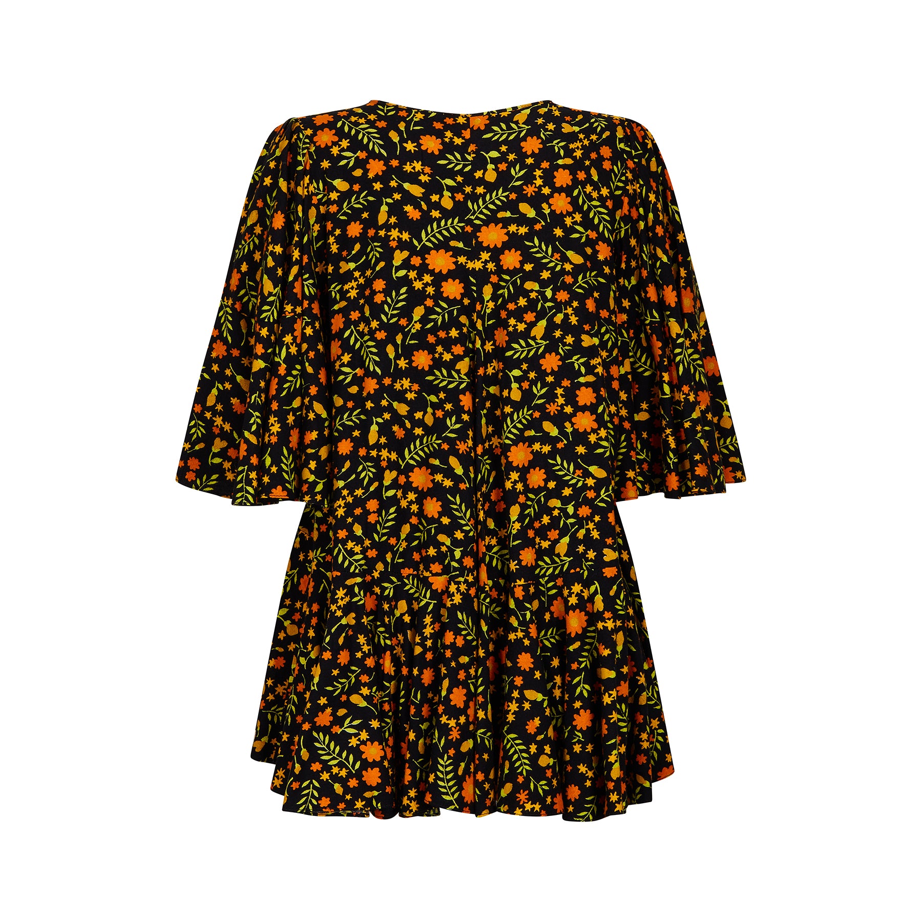 1970s Travers Tempos Flock-Cotton Floral Oversized Blouse