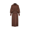 1970s Yuki for Rembrandt Brown Batwing Sleeve Dress