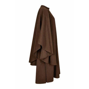 ARCHIVE - 1975 Yves Saint Laurent Brown Wool Felt Overcoat With Cape