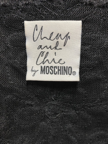 1990s Moschino Cheap & Chic Black Beaded Textured Slip Dress
