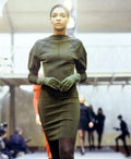 1980s Alaia Wool Teal Green Bodycon Dress