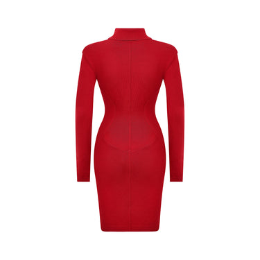 1990s Alaia Red Knitted Body Con Dress