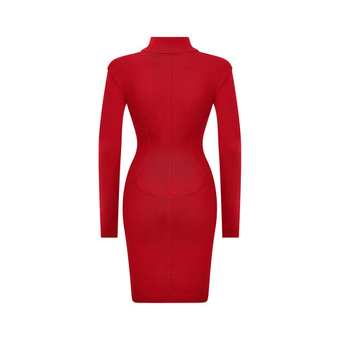 1990s Alaia Red Knitted Body Con Dress