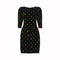 1980s Caroline Charles Silk Velvet Polka Dot Dress
