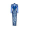 1980s Casadei Blue Sequined Maxi Dress