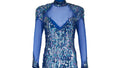 1980s Casadei Blue Sequined Maxi Dress