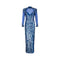 1980s Casadei Blue Sequined Maxi Dress