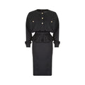 1980s Runway Chanel Black Cotton Peplum Dress