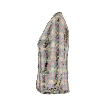 ARCHIVE - 1988 Chanel Pastel Wool Fantasy Tweed CC Button Jacket