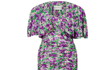 1980s Frank Usher Floral Ruched Dress with Floaty Jacket
