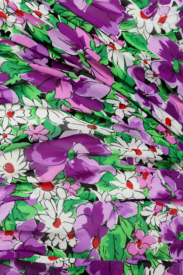 1980s Frank Usher Floral Ruched Dress with Floaty Jacket